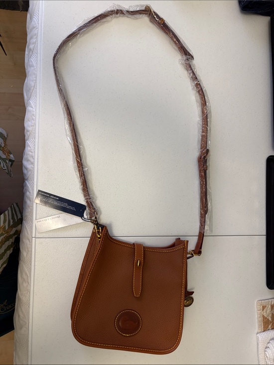 Dooney & Bourke Handbags - Dooney & Bourke Cognac Brown Pebbled Leather Crossbody #0039